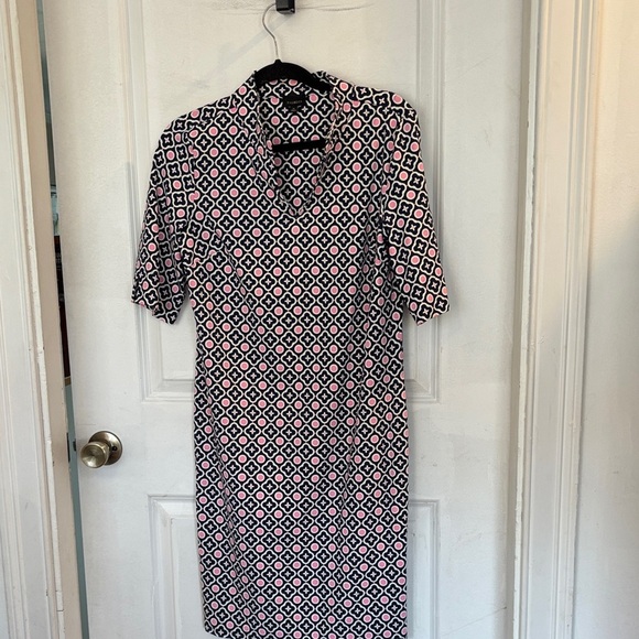 Talbots Dresses & Skirts - Talbots Pink and Black Geometric Midi Dress